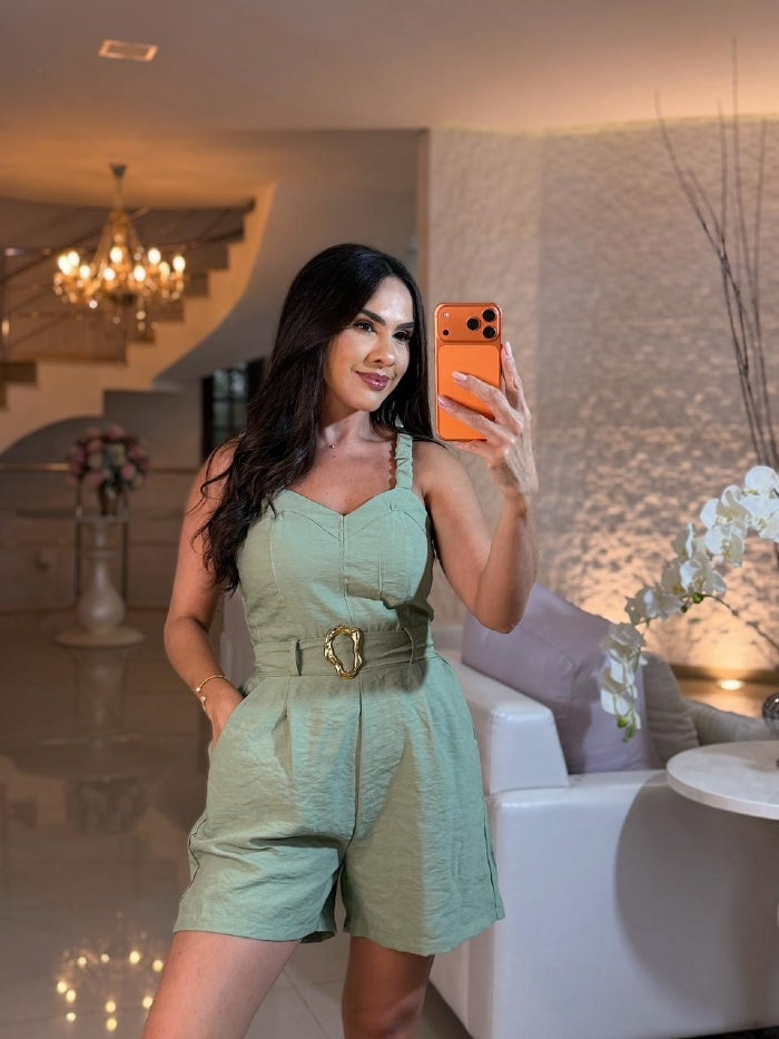 Macaquinho Utilitário com Cinto de Fivela Orgânica