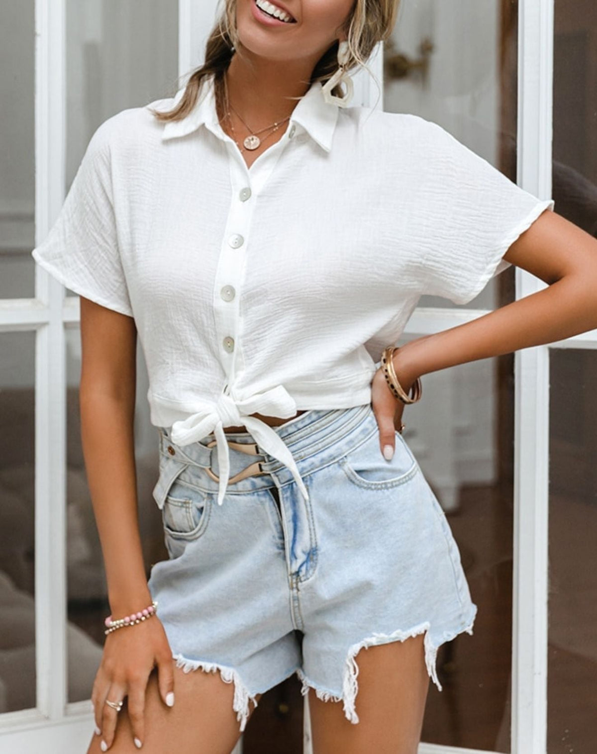 Blusa Cropped Tie-Front